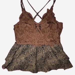 Entro Leopard And Brown Top. Size M, EUC!